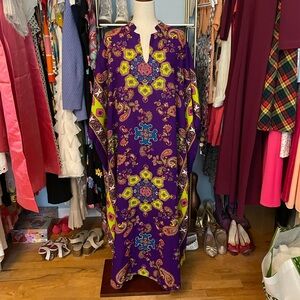Vintage Psychedelic Barkcloth Kaftan- Size Small/Medium